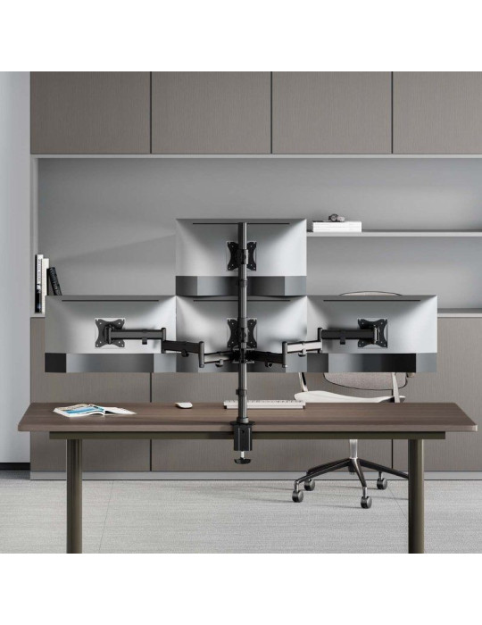 Soporte de Mesa para 4 Monitores y TV Aisens DT27TSR-379/ Giratorio/ Inclinable/ hasta 8kg