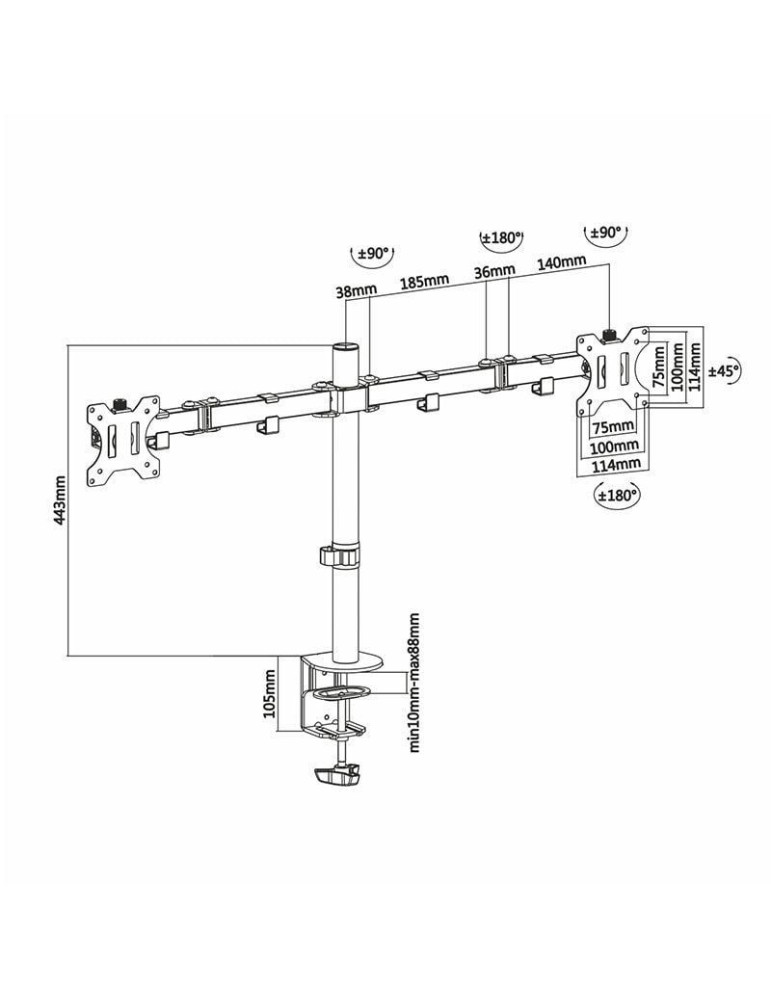 Soporte de Mesa para 2 Monitores Aisens DT32TSR-041/ Giratorio/ Inclinable/ hasta 8kg