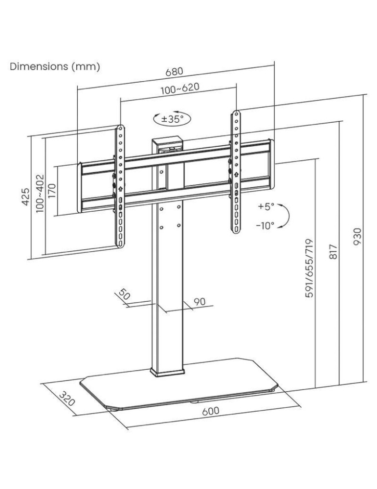 Soporte de Mesa Inclinable/ Giratorio Aisens DT86TS-291 para TV de 43-86"