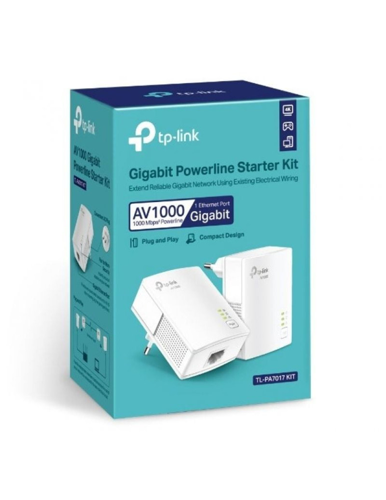 Adaptador Powerline TP-Link TL-PA7017 KIT 1000Mbps/ Alcance 300m/ Pack de 2