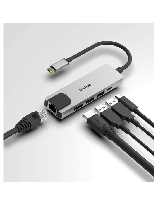 Docking USB Tipo-C D-Link DUB-M520/ 2xUSB/ 1xUSB Tipo-C/ 1xHDMI 4K/ 1xRJ45/ 1xThunderbolt/ Gris
