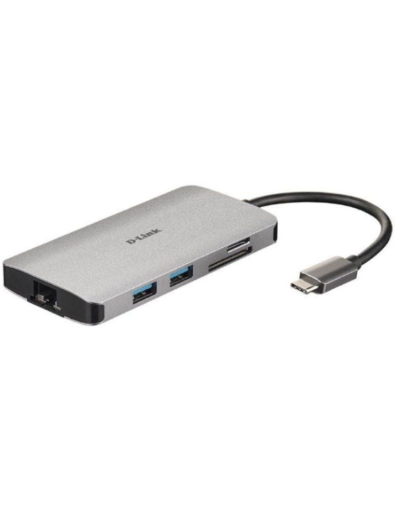 Docking USB Tipo-C D-Link DUB-M810/ 3xUSB/ 1xUSB Tipo-C/ 1xThunderbolt/ 1xHDMI 4K/ 1xRJ45/ 1xLector tarjetas/ Gris