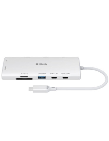 Docking USB Tipo-C D-Link DUP-A01/ 1xUSB/ 2xUSB Tipo-C/ 2xHDMI 4K/ 1xRJ45/ 1xLector de Tarjetas/ 1xUSB Tipo-C PD/ Blanco 2