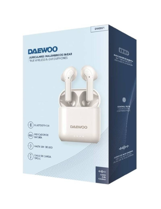 Auriculares Bluetooth Daewoo DW2021 con estuche de carga/ Autonomía 5h/ Blancos