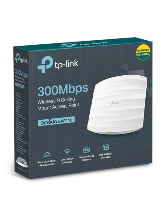Punto de Acceso Inalámbrico TP-Link Omada EAP110 PoE 300Mbps/ 2.4GHz/ Antenas de 4dBi/ WiFi 802.11n/b/g