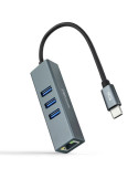 Hub USB Tipo-C Nanocable 10.03.0408/ 3xUSB/ 1xRJ45/ Gris