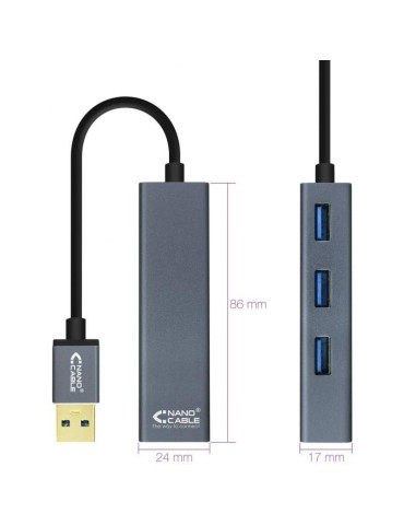 Hub USB 3.0 Nanocable 10.16.4402/ 4xUSB/ Gris 2