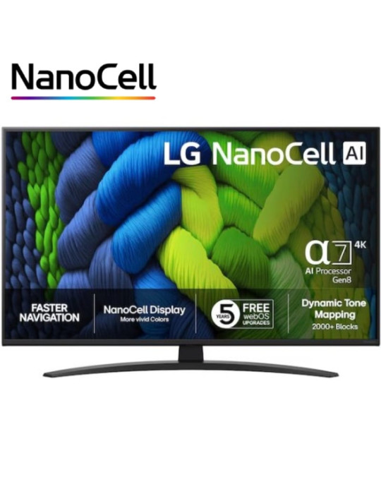 Televisor LG NanoCell AI NANO82 43NANO82A6B 43"/ Ultra HD 4K/ Smart TV/ WiFi
