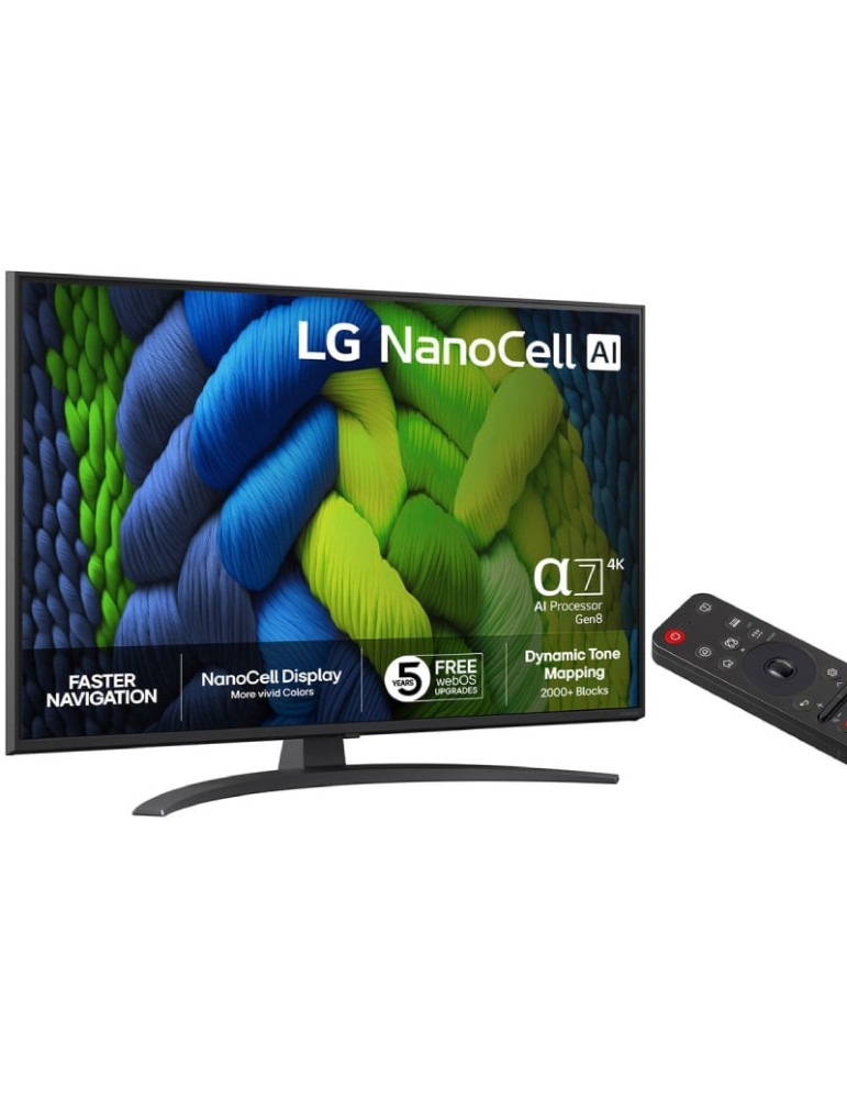 Televisor LG NanoCell AI NANO82 43NANO82A6B 43"/ Ultra HD 4K/ Smart TV/ WiFi