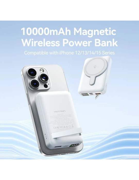 Powerbank 10000mAh Vention FHTW0/ 22.5W/ Wireless/ Blanca