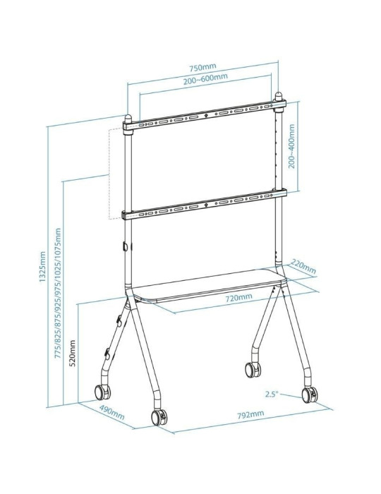 Soporte de Suelo con Ruedas TooQ iLOVE FS20207M-W para TV de 49-80"/ hasta 50kg