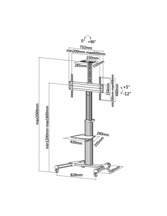 Soporte de Suelo Inclinable con Ruedas Aisens FT70TRE-037 para TV 37-70"/ hasta 50kg