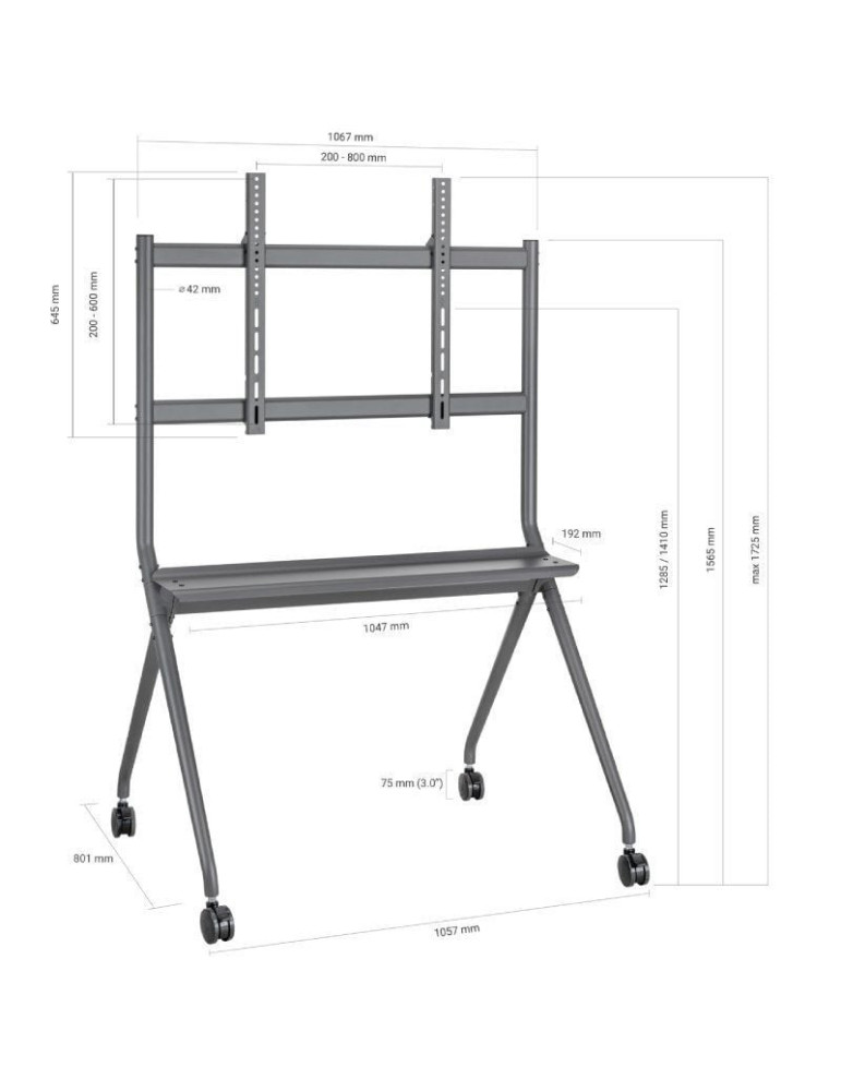 Soporte de Suelo con Ruedas Aisens FT86FE-143 para TV o Pantalla Interactiva 50&quot;-86&quot;/ hasta 120kg