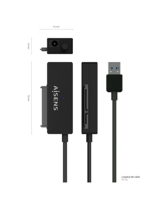 Adaptador para Discos Duros 2.5"/3.5" Aisens ASE-35A01B/ USB 3.0 - SATA/ con Alimentador