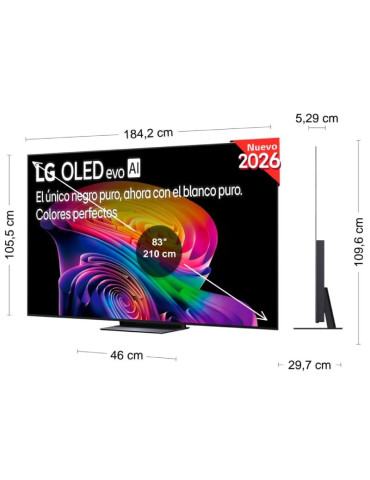 Televisor LG OLED evo AI C6 OLED83C66LB 83"/ Ultra HD 4K/ Smart TV/ WiFi 2