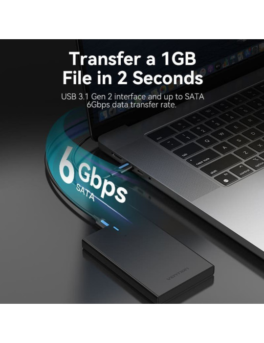 Caja Externa para Disco Duro de 2.5" Vention KPBB0/ USB 3.1/ Sin tornillos