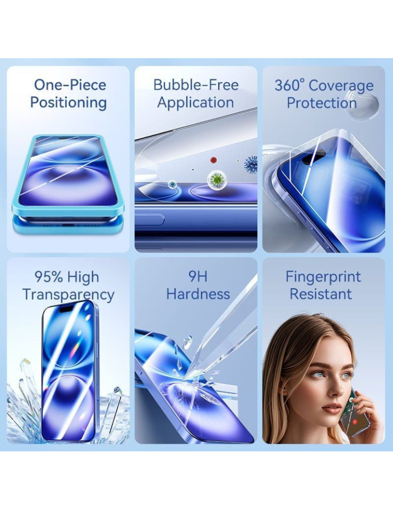 Protector de Pantalla de Cristal Templado Vention KUNTCD-40 para iPhone 16 Pro Max + Herramienta de Instalación