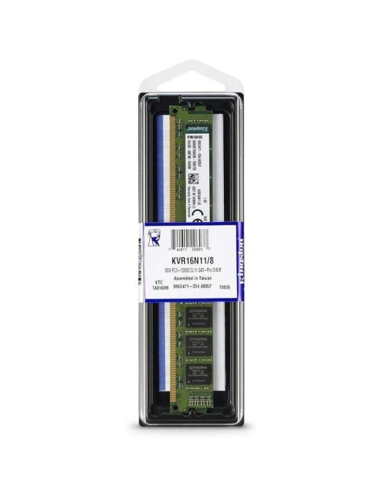 Memoria RAM Kingston ValueRAM 8GB/ DDR3/ 1600MHz/ 1.5V/ CL11/ DIMM