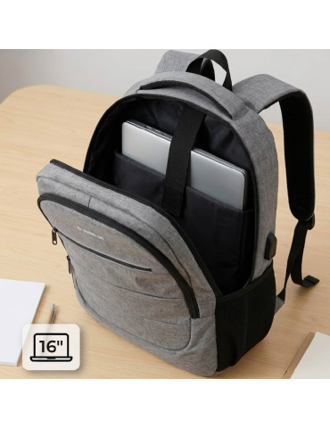 Mochila Subblim City Plus 26L Backpack para Portátiles hasta 16"/ Puerto USB/ Repelente al agua/ Reflectante/ Cinta para Trolley 2