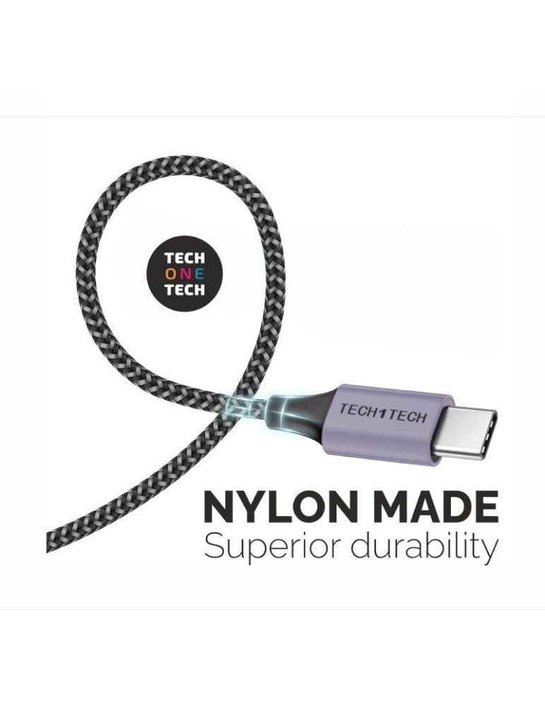 Cable USB 2.0 Tipo-C Tech One Tech TEC2023/ USB Tipo-C Macho - USB Macho/ 2m/ Gris