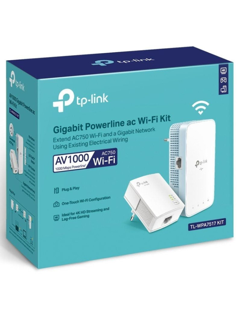 Adaptador Powerline TP-Link TL-WPA7517 KIT 1000Mbps/ Alcance 300m/ Pack de 2