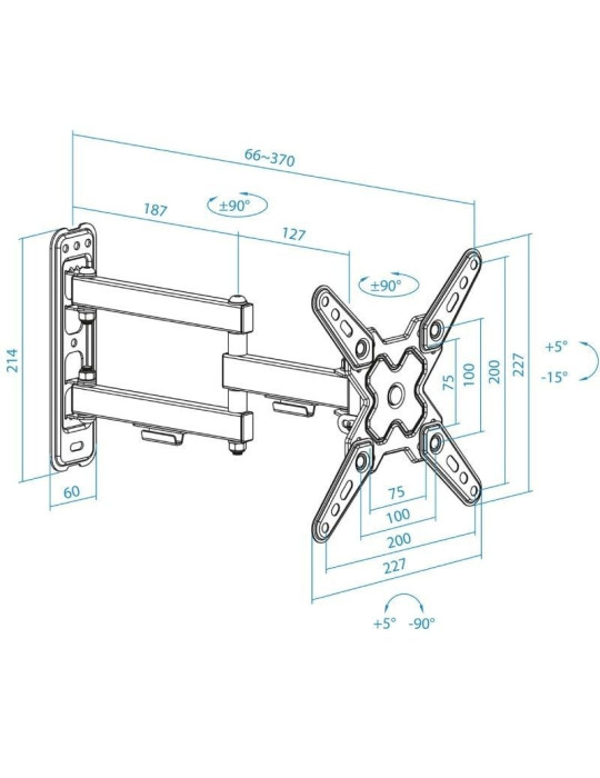 Soporte de Pared Extensible/ Giratorio/ Inclinable TooQ LP1345TN-B para TV de 13-43"/ hasta 20kg