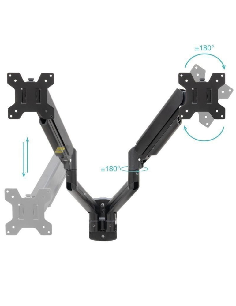 Soporte de Pared para 2 Monitores TooQ LP1434TNR-B/ Giratorio/ Inclinable/ Rotatorio/ hasta 10kg