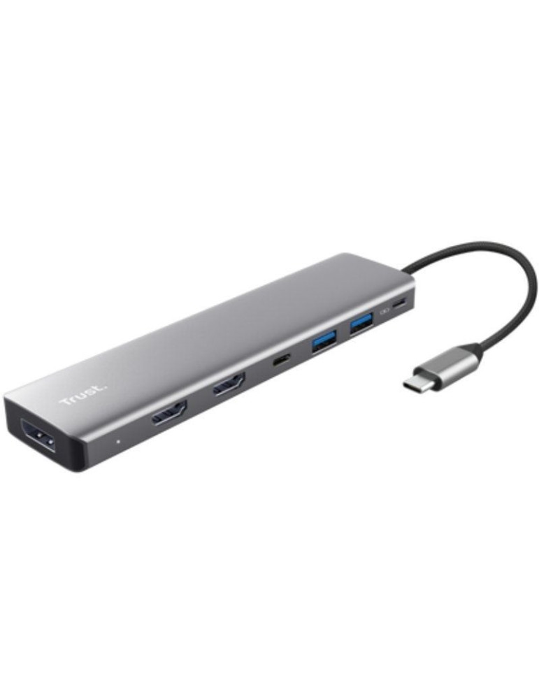 Docking USB Tipo-C Trust Dalyx/ 2xUSB/ 2xHDMI 4K/ 1xDisplayPort/ 1xUSB Tipo-C PD/ Gris