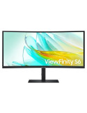 Monitor Profesional Ultraparonámico Curvo Samsung ViewFinity S6 S34C652UAU 34"/ UWQHD/ Multimedia/ Regulable en Altura/ Negro