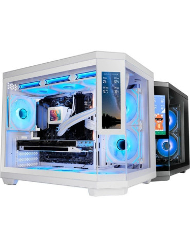 Caja Gaming Minitorre Mars Gaming MC-3TCORELCDM/ Blanca