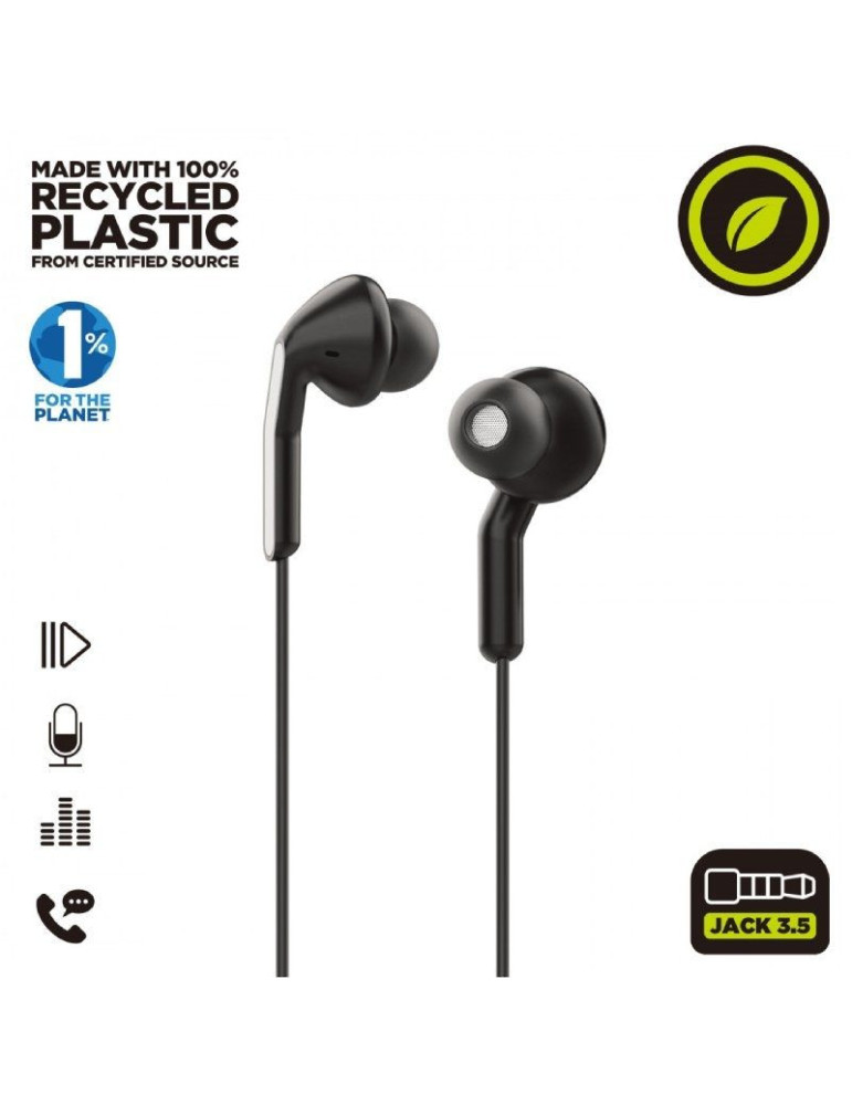 Auriculares Intrauditivos Muvit For Change MCHPH0004/ con Micrófono/ Jack 3.5/ Negros