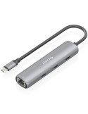 Hub USB Tipo-C Aisens ASUC-4P041-GR/ 3xUSB Tipo-C/ 1xRJ45/ Gris