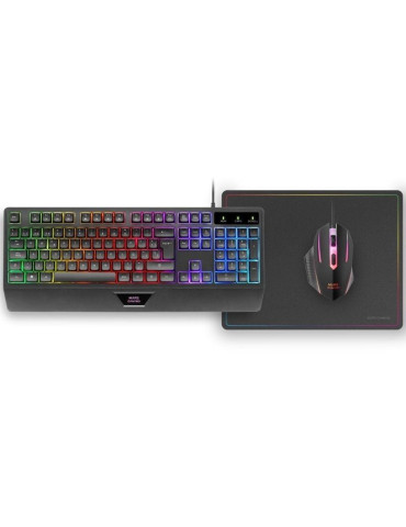 Pack Gaming Mars Gaming MCP124/ Teclado H-MECH  + Ratón Óptico + Alfombrilla/ Negro