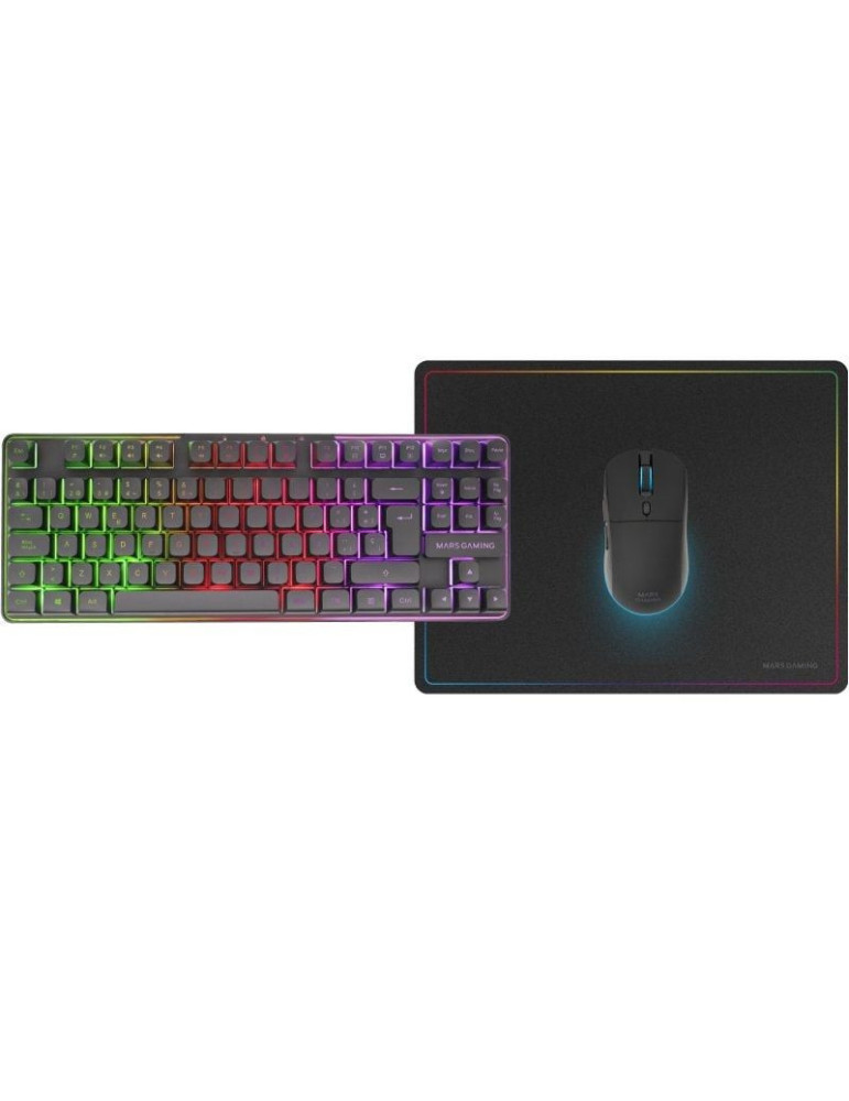 Pack Gaming Mars Gaming MCPWTKL/ Teclado Inalámbrico + Ratón Inalámbrico + Alfombrilla