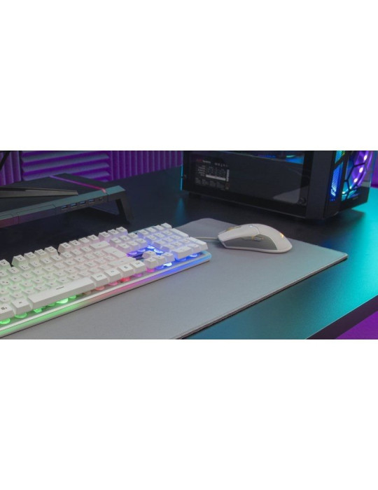 Pack Gaming Mars Gaming MCPX/ Teclado H-MECH  + Ratón Óptico + Alfombrilla/ Blanco