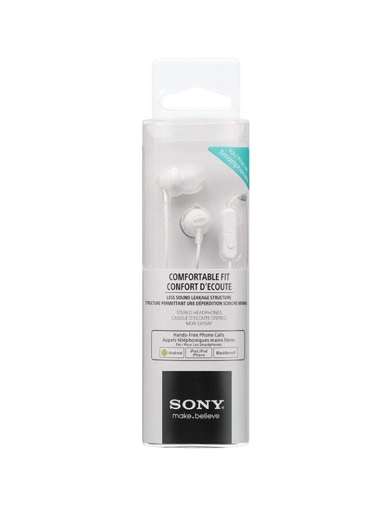 Auriculares Intrauditivos Sony MDR-EX15AP/ con Micrófono/ Jack 3.5/ Blancos