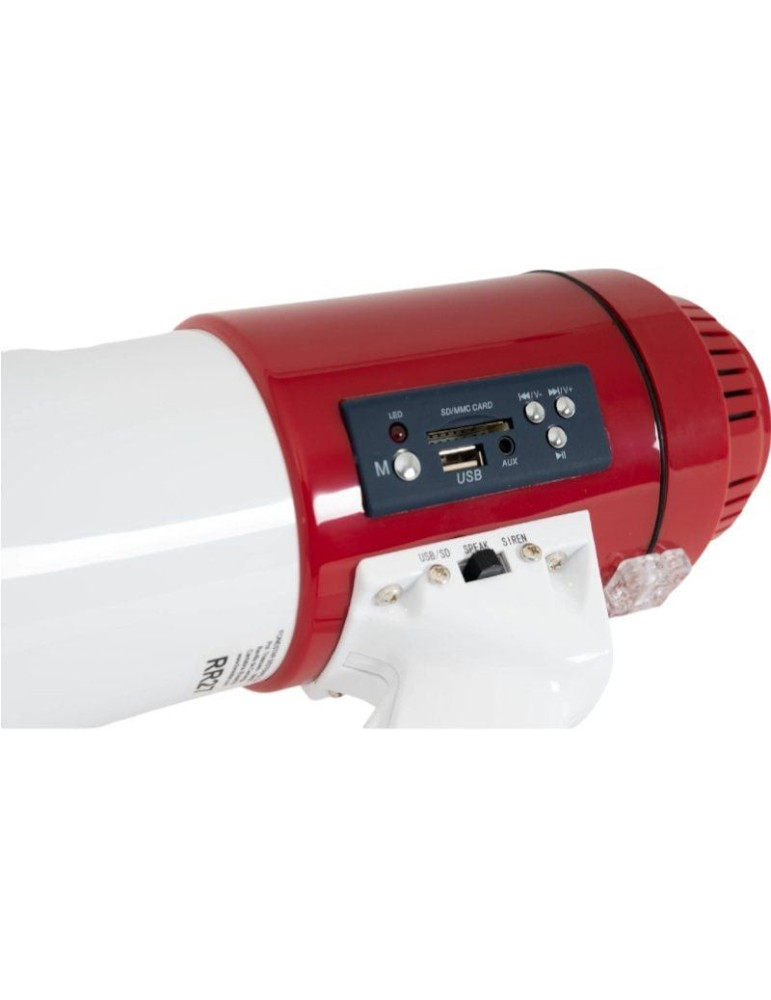 Megáfono con sirena Fonestar MF-114SU/ 25W/ USB/ SD/ a Pilas/ a 12V CC