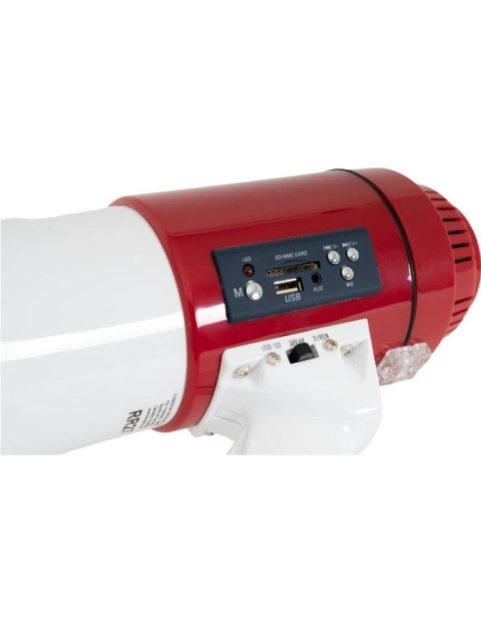 Megáfono con sirena Fonestar MF-114SU/ 25W/ USB/ SD/ a Pilas/ a 12V CC