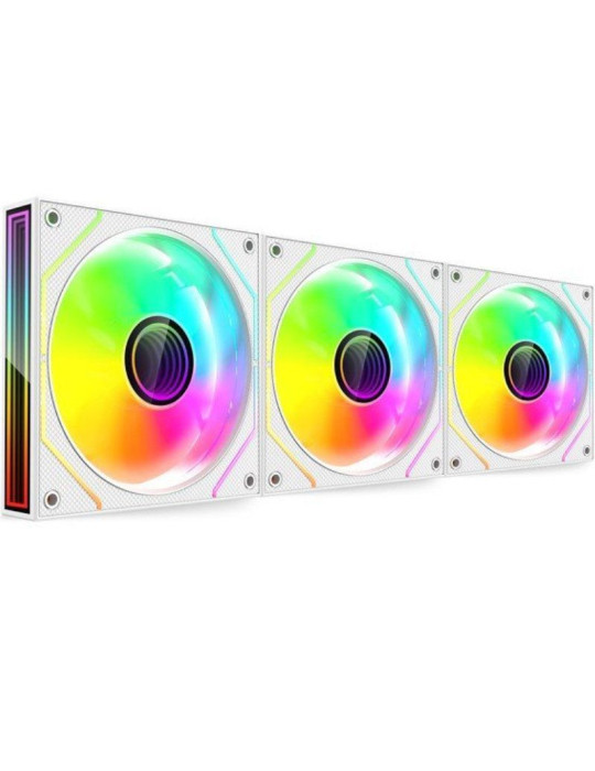 Pack 3 Ventiladores Mars Gaming MF-3DPROKIT/ 12cm + HUB + Mando a Distancia/ ARGB/ Blanco