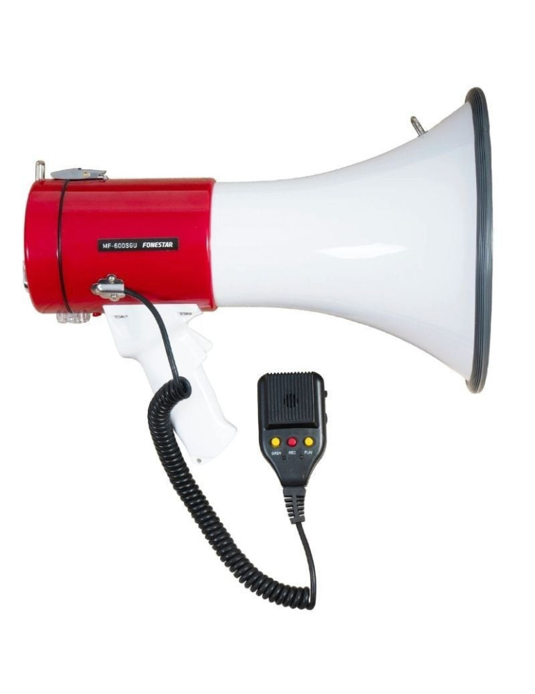 Megáfono con sirena Fonestar MF-600SGU/ 25W/ USB/ SD/ a Batería/ a Pilas/ a 12V CC