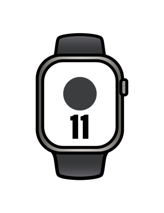 Apple Watch Series 11/ GPS/ Cellular/ 42mm/ Titanio Negro/ Pizarra Correa Deportiva Negro (S/M)