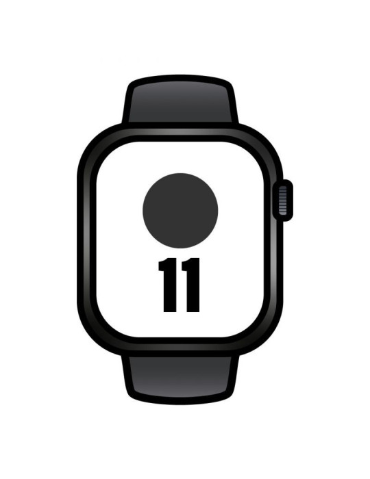 Apple Watch Series 11/ GPS/ Cellular/ 46mm/ Titanio Negro Pizarra/ Correa Deportiva Negra M/L