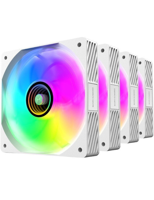 Pack 4 Ventiladores Mars Gaming MF-SI4KIT/ 12cm + HUB + Mando a Distancia/ ARGB/ Blancos