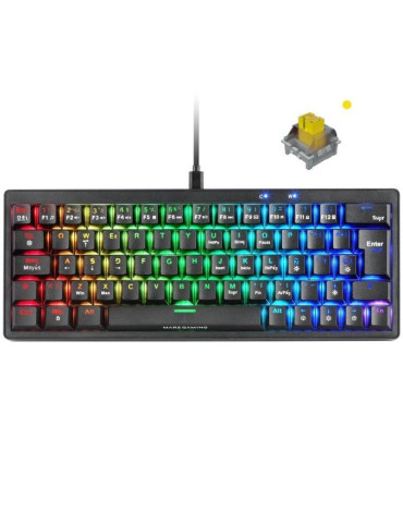 Teclado Gaming Mecánico Mars Gaming MKMINIPRO/ Switch Amarillo