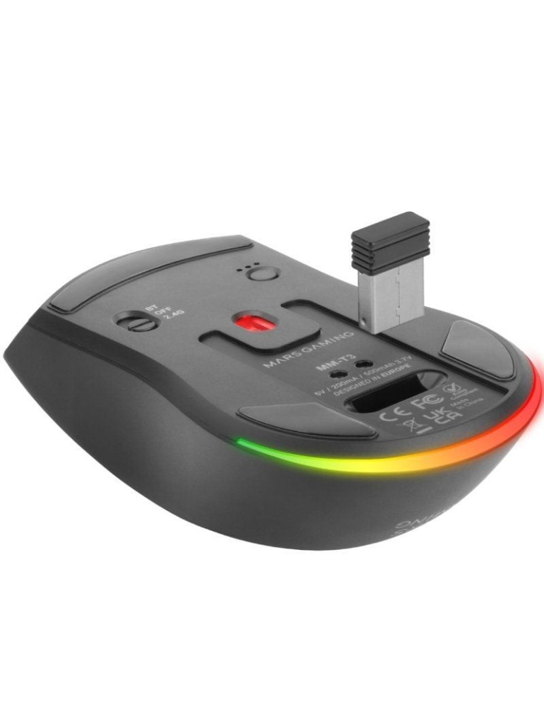 Ratón Gaming Inalámbrico Mars Gaming MM-T3/ Batería recargable/ Hasta 14400 DPI