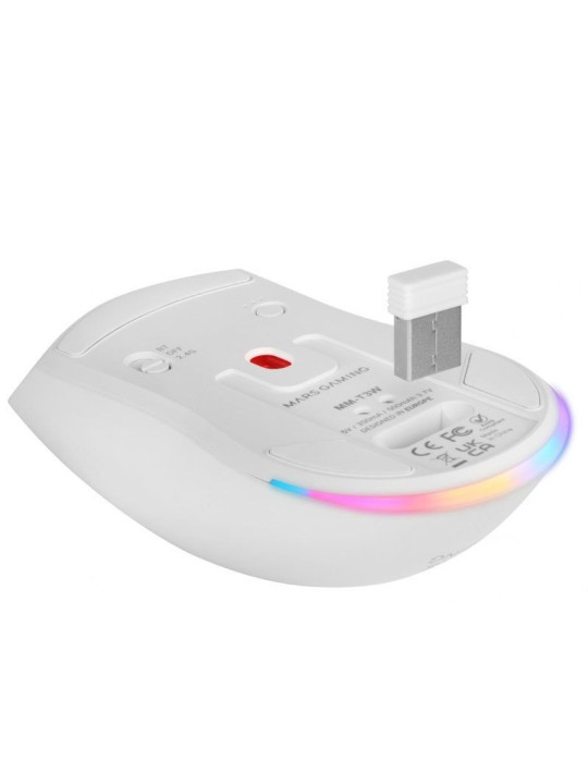 Ratón Gaming Inalámbrico Mars Gaming MM-T3/ Batería recargable/ Hasta 14400 DPI/ Blanco