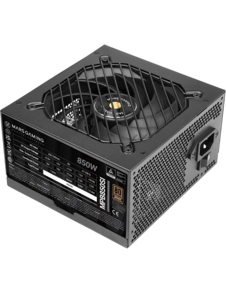 Fuente de Alimentación Mars Gaming MPB850SI/ 850W/ Ventilador 12cm/ 80 Plus Bronze