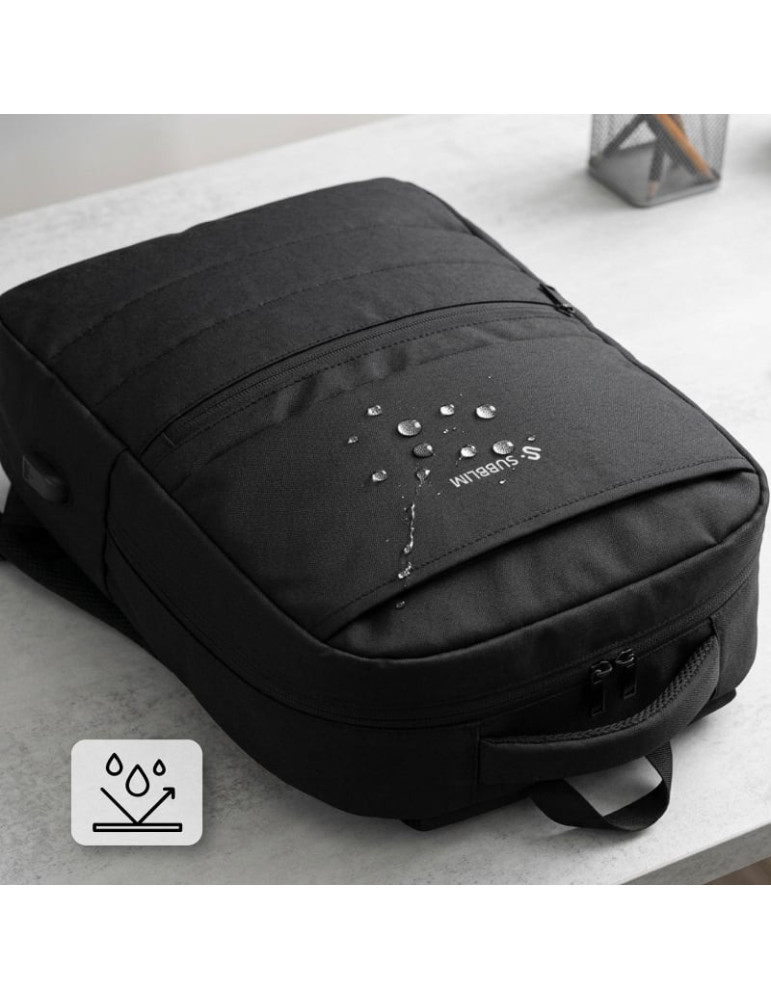 Mochila Subblim Compact Backpack 15L para Portátiles hasta 15.6"/ Repelente al agua/ Cinta para Trolley/ Negra