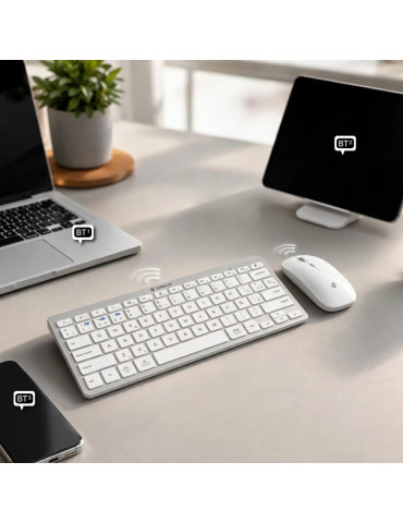 Teclado y Ratón Inalámbrico Subblim OCO015 Combo Multidispositivo Compacto PT/ Plata/ Portugués 2