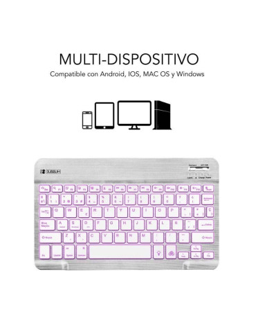 Teclado Compacto Inalámbrico Subblim Smart Backlit/ Plata 2